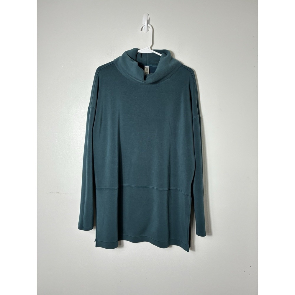 Spanx Air Essentials Tunic Cowl‎ Neck Sweater Sz M Green Has Washwear